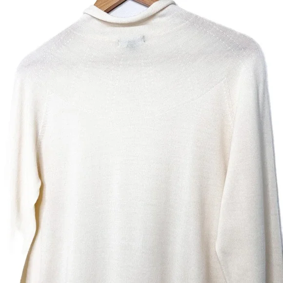 Uniqlo x Theory Womens 100% Wool Turtleneck Sweater Off White Cream Size Small - Picture 5 of 8